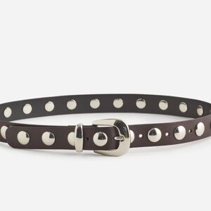 Madewell Studded Western Belt Black with Silver Accents - Size Small